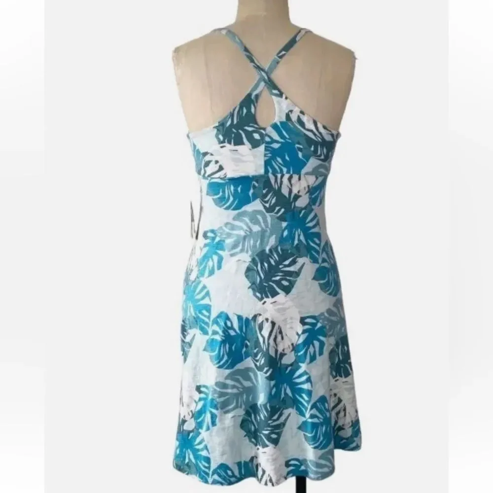 Patagonia Amber Dawn Blue and White Leaf Midi Dress